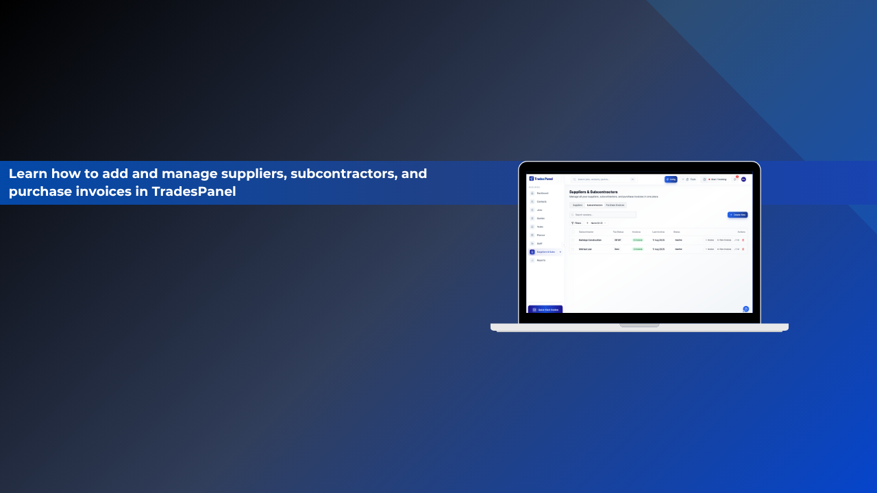 Understanding the Suppliers & Subs Tab